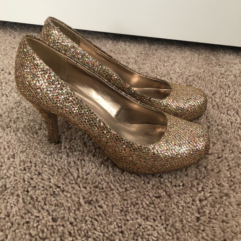 Madden Girl Gold Glitter Heels